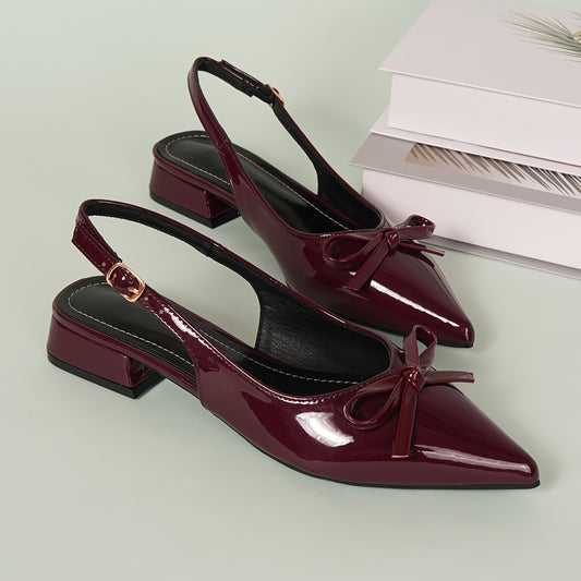 High Heel Sandals / Mid-Heel Red Closed-Toe Sandals / Fairy Shoes / New Style Bow Pointed-Toe Flat Shoes / Women Shoes