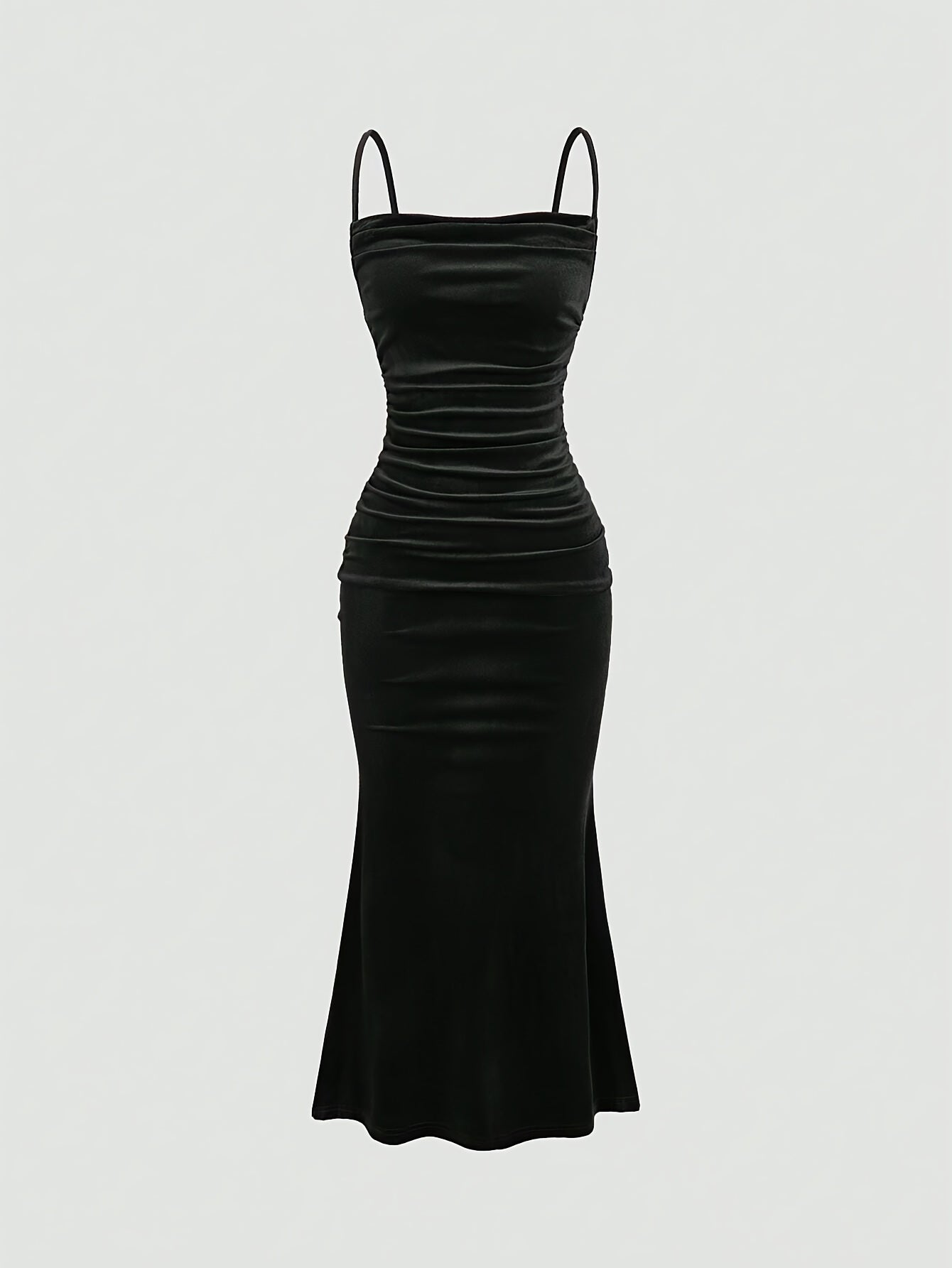 Party Dress for Women Ruched Spaghetti Strap Burgundy Midi Dress for Birthday Dinner Events