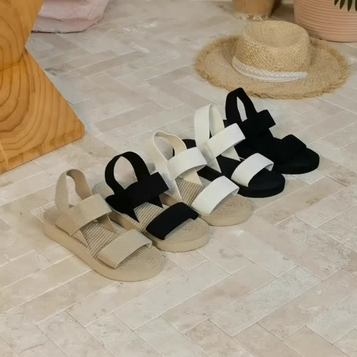 Classic Women'S Wedge Sandals Easy Beige Elastic Band Internet Celebrity Fashion Sandals Middle Eastern Western Style Elegant Women'S Shoes, Women Shoes