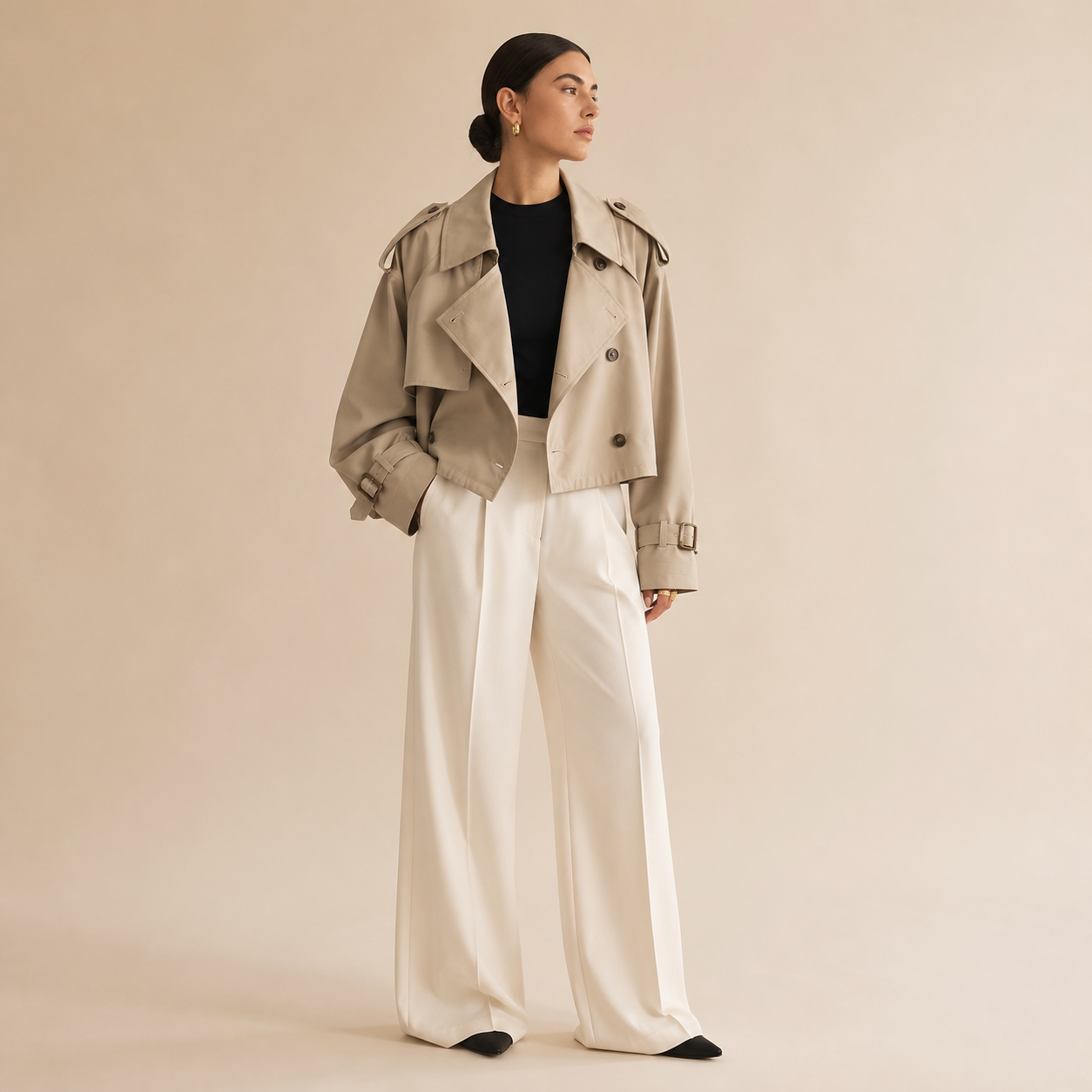 Trench Coat for Women Classic Double Breasted Belted Coat for Work Travel