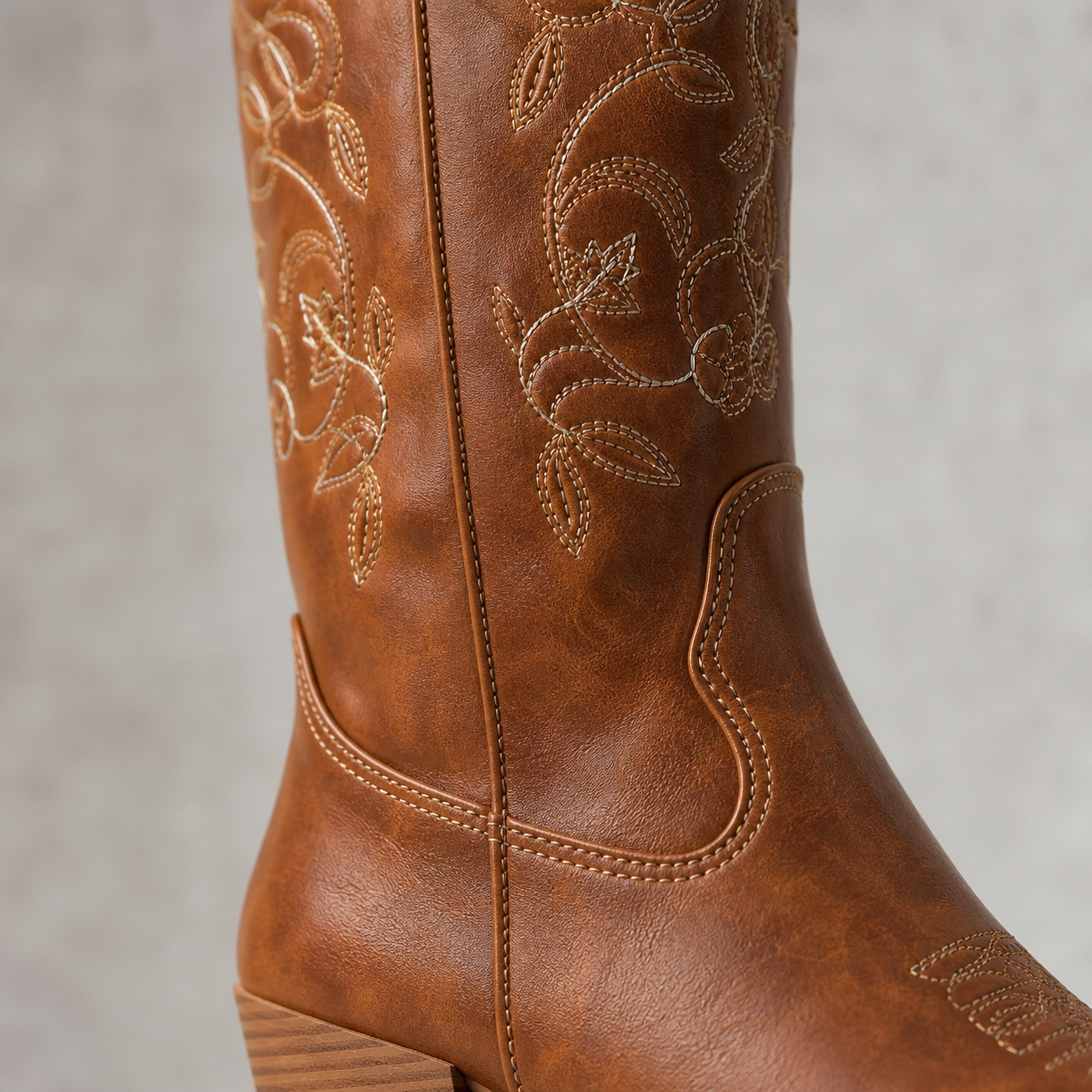 Women's Embroidered Western Cowboy Boots with Fleece Lining and Non-Slip Sole