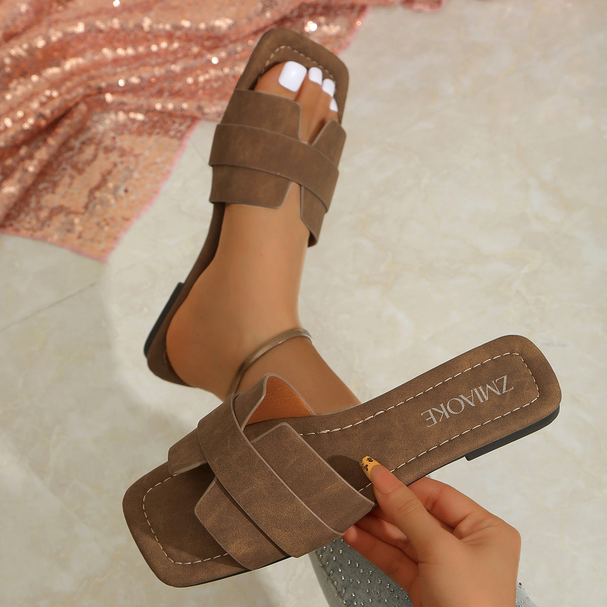 New Women's Outdoor Slippers Summer Beach Sandals Flat Slippers Vintage Bohemian Style Slides Multi-Scene Women's Shoes, Women Shoes Elegant Women Shoes Classy Lady Shoes