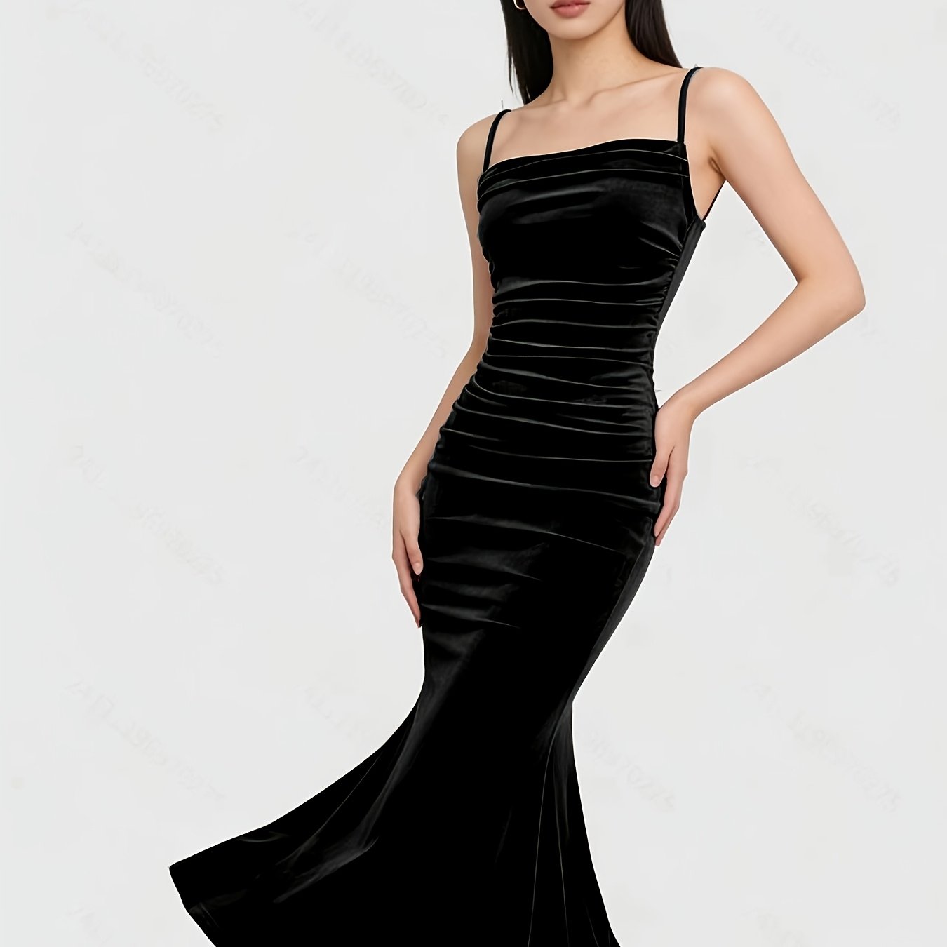Party Dress for Women Ruched Spaghetti Strap Burgundy Midi Dress for Birthday Dinner Events