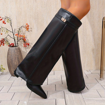 Knee High Boots for Women Pointed Toe Flat Heel Tall Boots for Autumn Winter Outfits