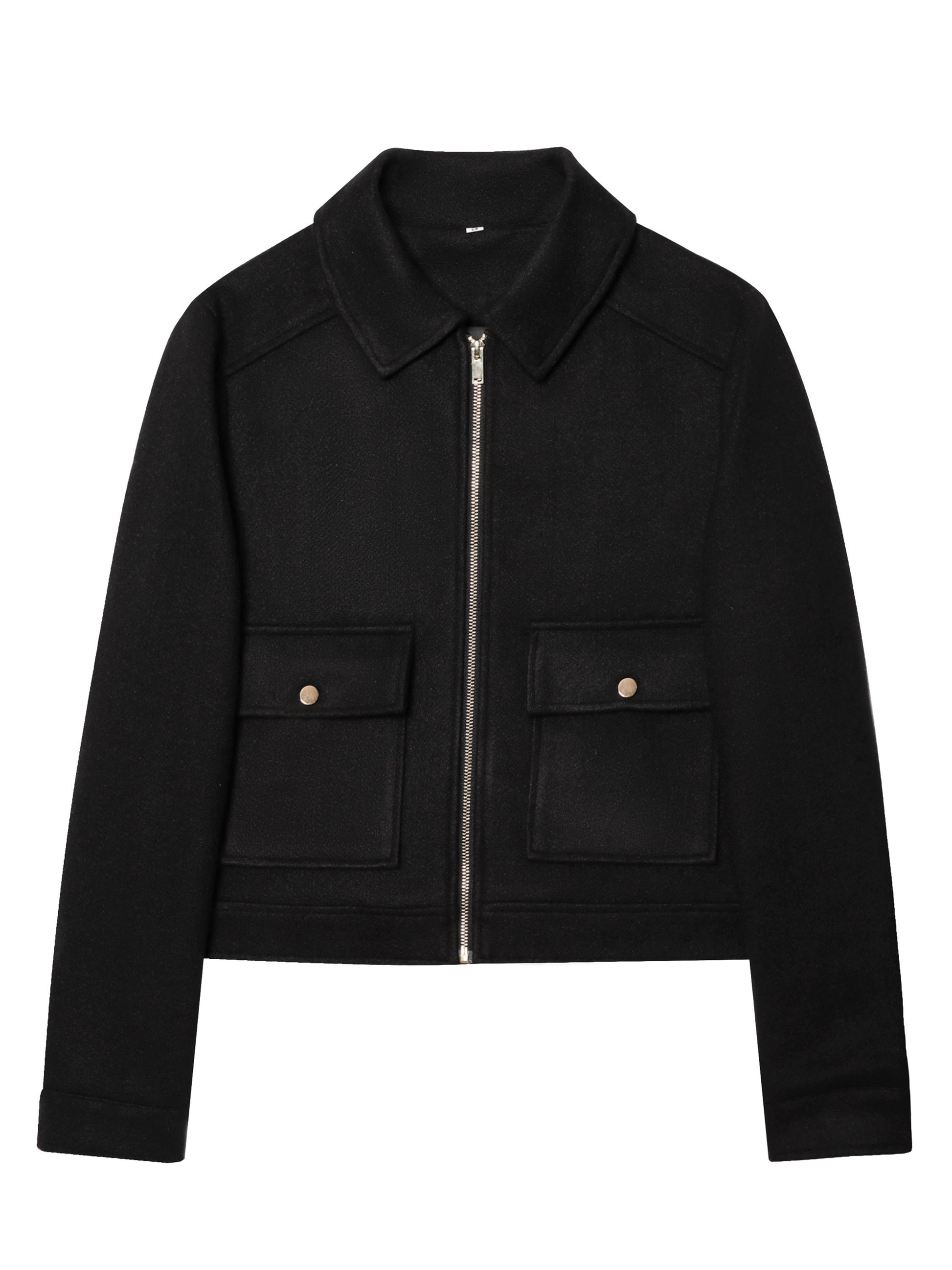 Polished Cropped Jacket for Women Zip Pockets Long Sleeve for Work Travel Autumn