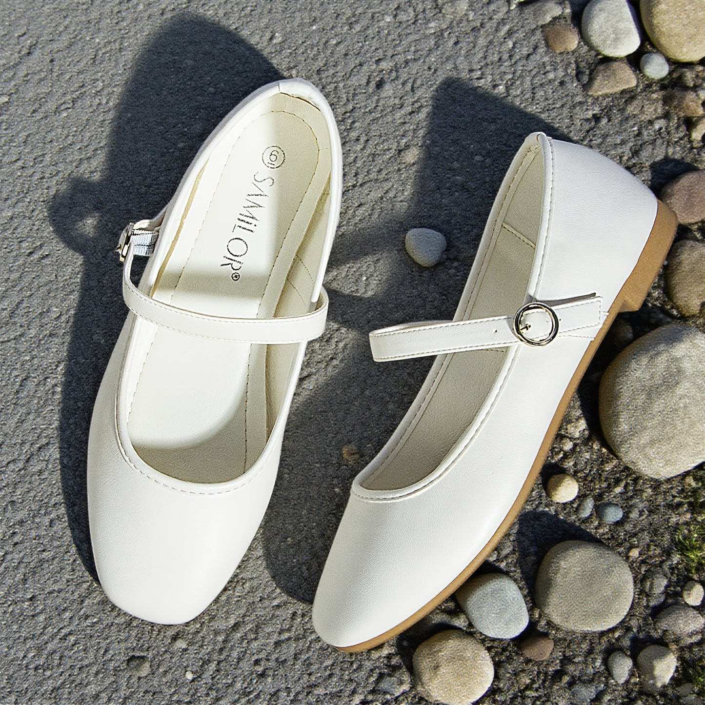 Mary Jane Shoes for Women Square Toe Ankle Strap Flats for Office Everyday
