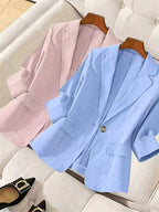 2026 New High-End Seven-Sleeve Suit Jacket Women'S Summer Thin Commuter Temperament Slim And Thin Casual Small Suit, Work Interview Commuter Versatile Two-Piece Set