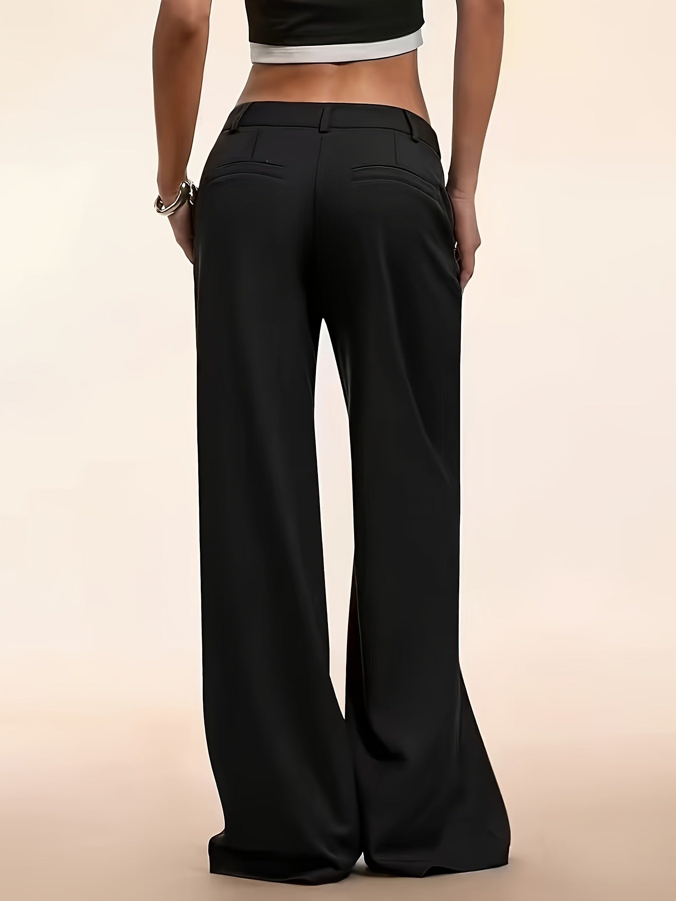 Wide Leg Trousers for Women Drape Suit Pants Floor Length Office Workwear