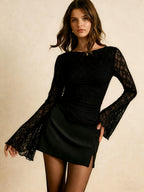 Asymmetric Mesh Lace Top by Maisonvirelle