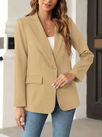 [Trendy Casual Suit Jacket] Trendy Solid Color Fashion Women's Casual Suit Jacket | Open Front Casual Suit Jacket