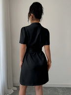 Suit Jacket with Belt at The Waist And Double-Breasted Breeze Sleeve Dress