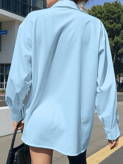 White Shirt for Women Long Sleeve French Style Button Shirt for Office Work Capsule Outfits