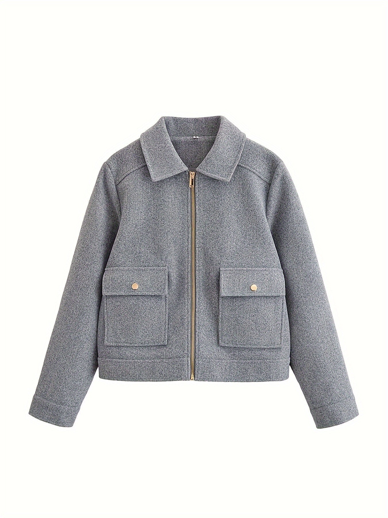 Short Coat for Women Zip Front Jacket with Pockets for Autumn Winter Everyday