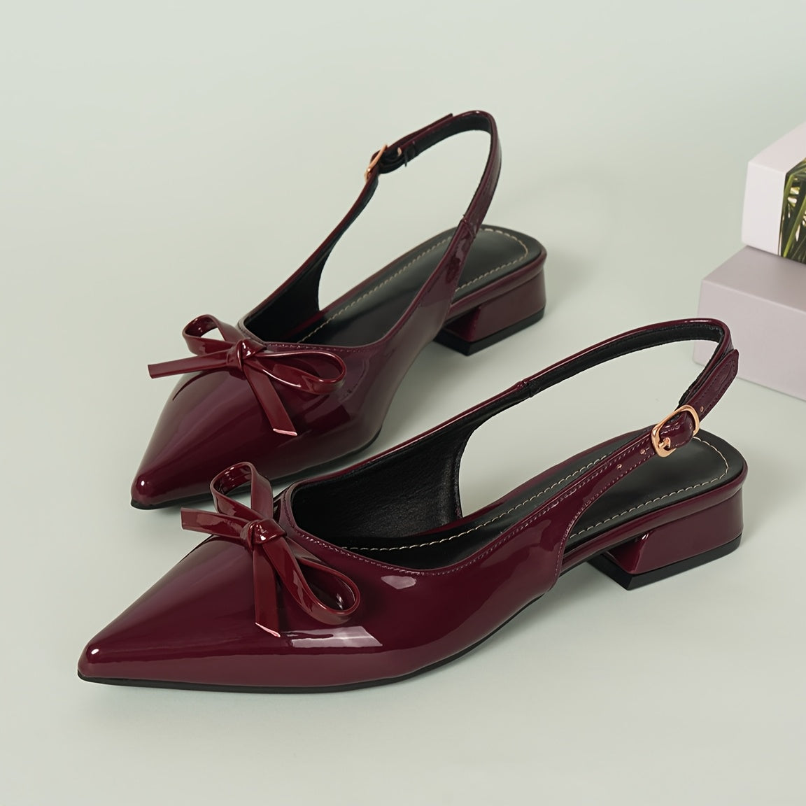 High Heel Sandals / Mid-Heel Red Closed-Toe Sandals / Fairy Shoes / New Style Bow Pointed-Toe Flat Shoes / Women Shoes