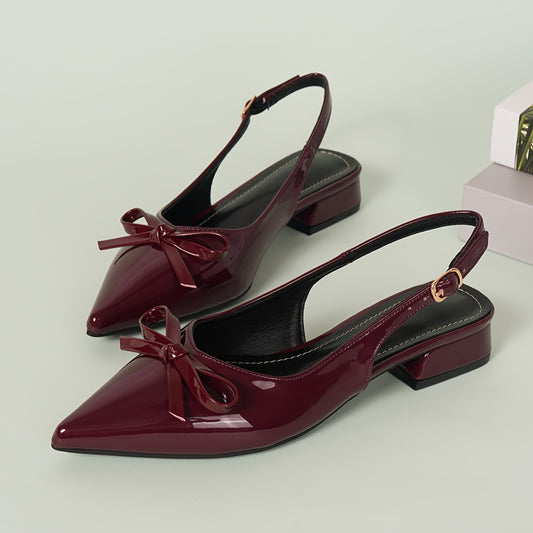 High Heel Sandals / Mid-Heel Red Closed-Toe Sandals / Fairy Shoes / New Style Bow Pointed-Toe Flat Shoes / Women Shoes