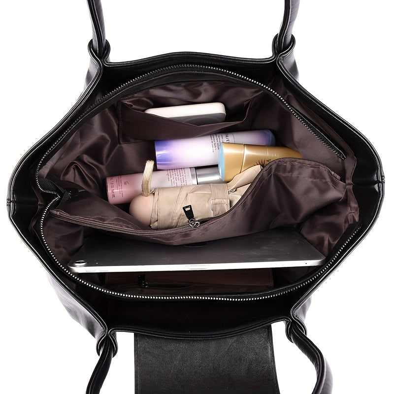 Tote Bag for Women PU Shoulder Handbag Large Capacity for Work Evening Shopping