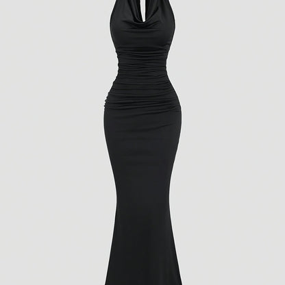 Black Dress for Women Pleated Mermaid Party Dress for Cocktail Dinner Evening Events