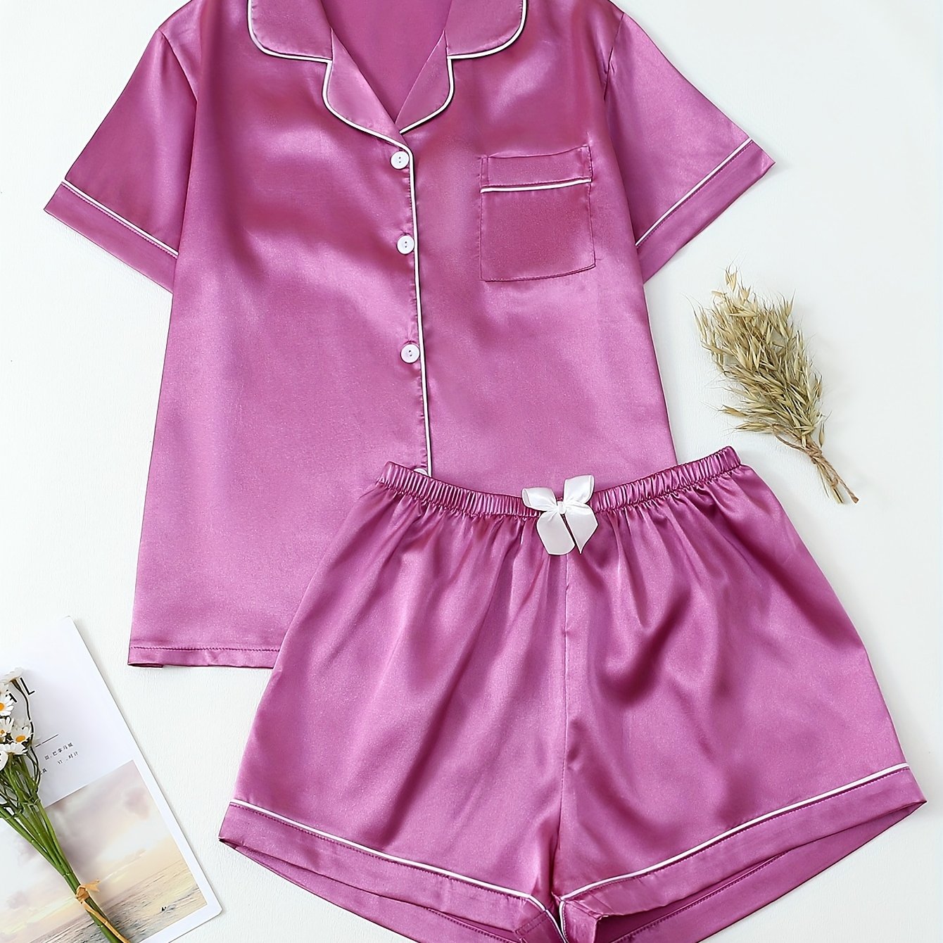 Satin Shirt & Shorts Set by Maisonvirelle