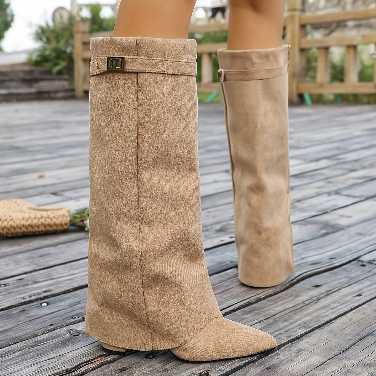 Knee High Boots for Women Pointed Toe Flat Heel Tall Boots for Autumn Winter Outfits