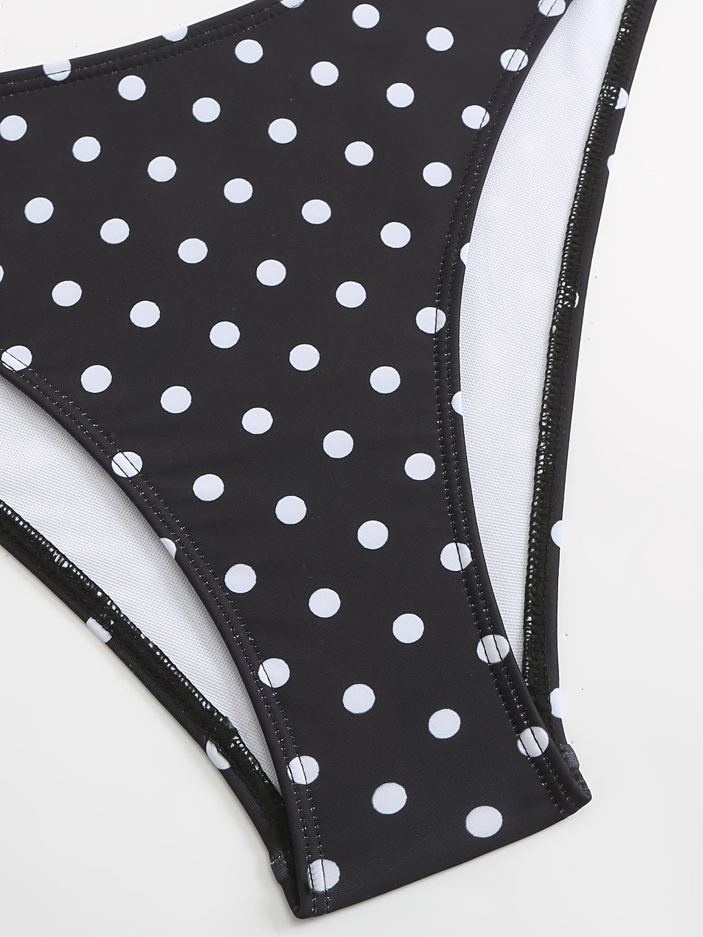 Women's Tankini Swimsuit Set with V-Neck Halter Neck Design, Polka Dot Print, Swim Briefs Paired with Mesh Skirt Hem