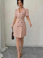 Suit Jacket with Belt at The Waist And Double-Breasted Breeze Sleeve Dress