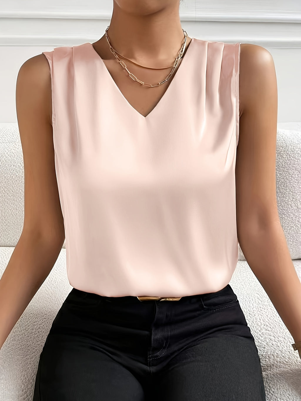 V-Neck Satin Vest by Maisonvirelle
