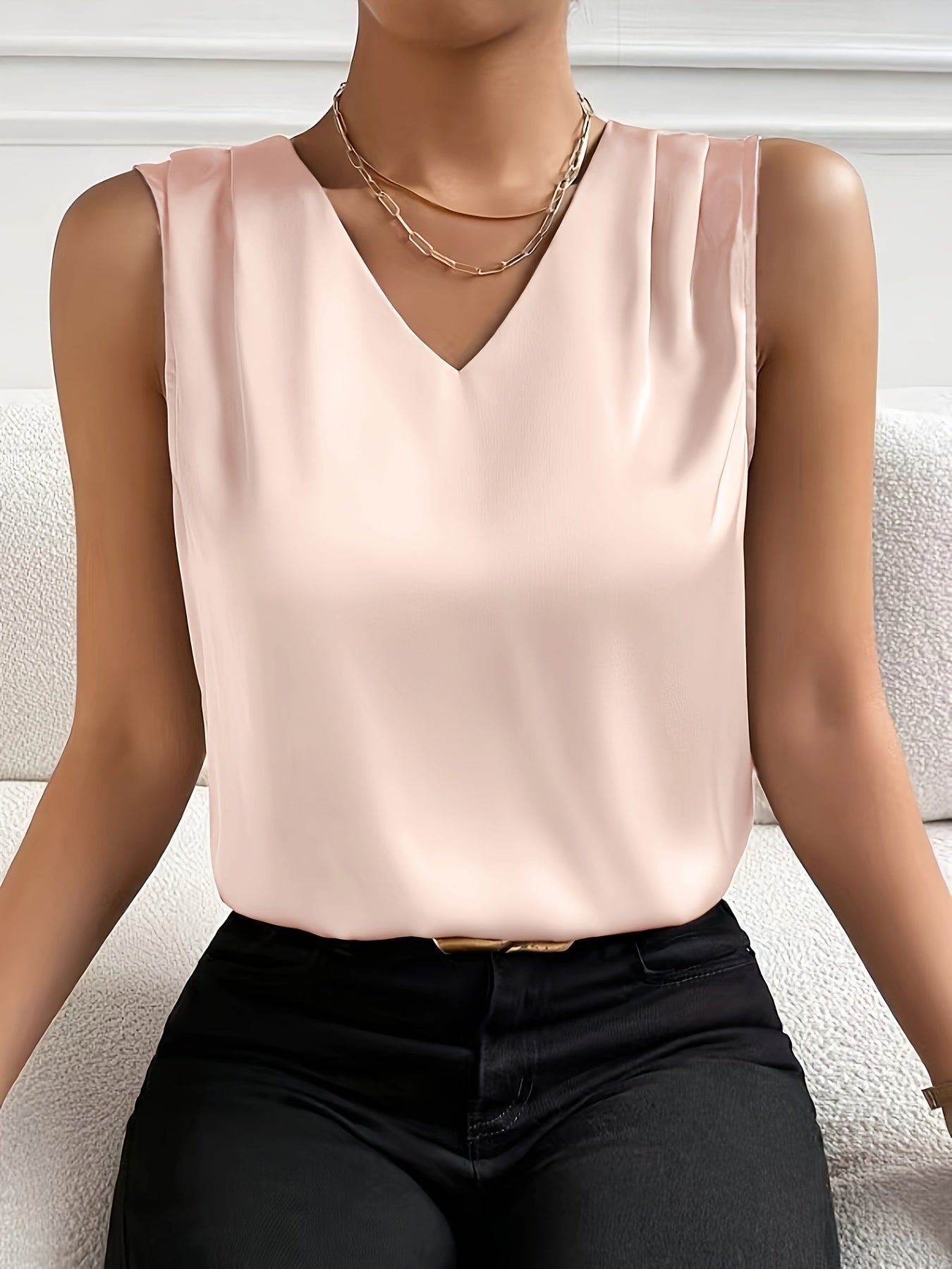 V-Neck Satin Vest by Maisonvirelle