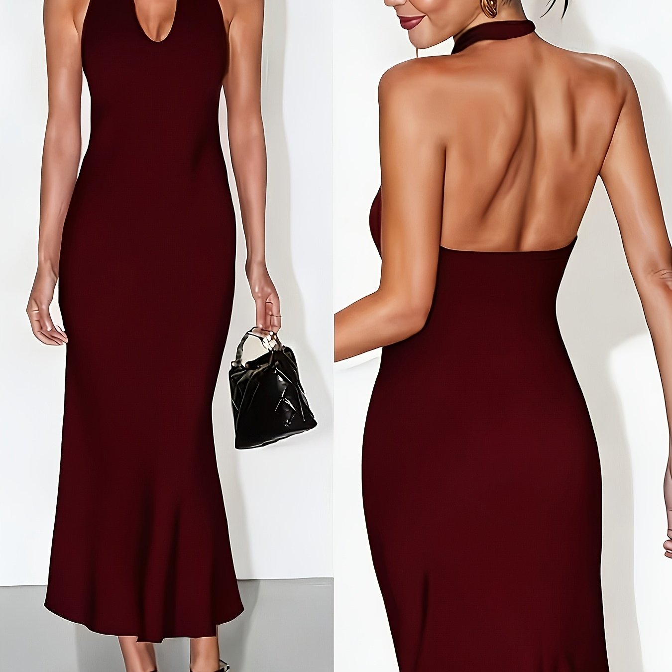 Black Dress for Women Sleeveless Backless Camisole Dress for Party Dinner Evening