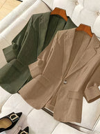 2026 New High-End Seven-Sleeve Suit Jacket Women'S Summer Thin Commuter Temperament Slim And Thin Casual Small Suit, Work Interview Commuter Versatile Two-Piece Set
