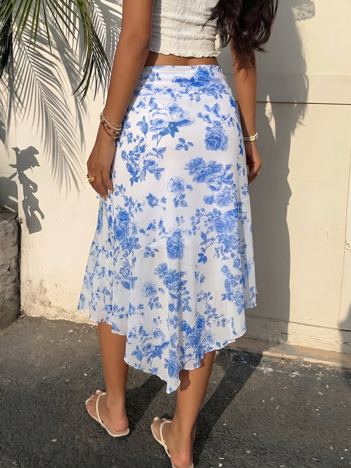 Blue Print A-Line Skirt by Maisonvirelle
