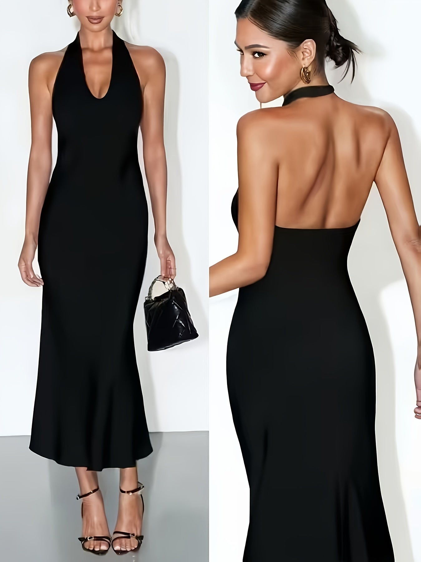 Elegant Black Dress for Women Backless Occasion Elegant Fit for Party Evening Events