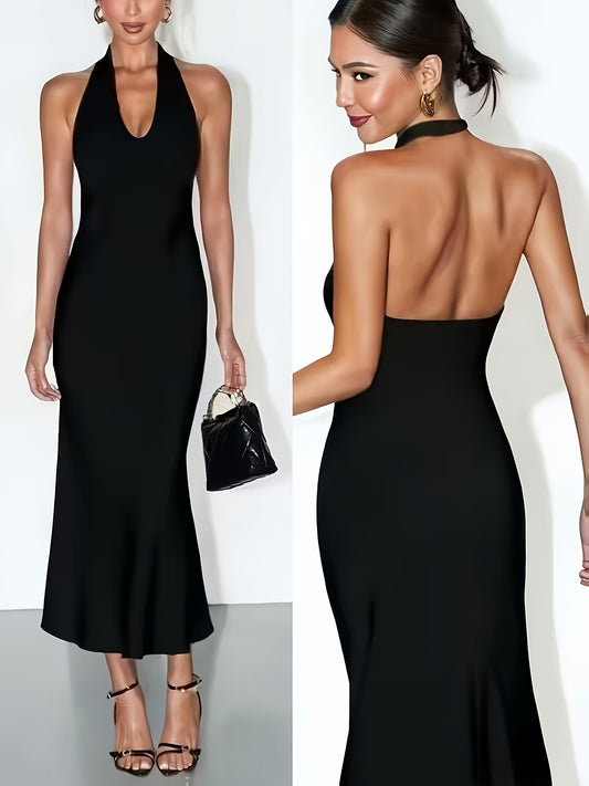 Elegant Black Dress for Women Backless Occasion Elegant Fit for Party Evening Events
