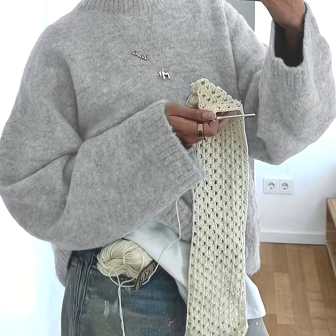 New Stylish And Elegant Casual Versatile Loose-Fit Round-Neck Long-Sleeve Women'S Sweater