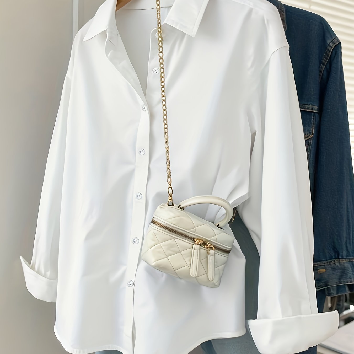 White Shirt for Women Long Sleeve French Style Button Shirt for Office Work Capsule Outfits