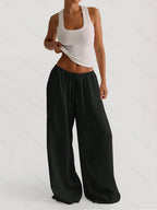 Elastic Waist Linen Trousers by Maisonvirelle