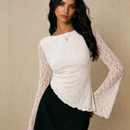 Asymmetric Mesh Lace Top by Maisonvirelle