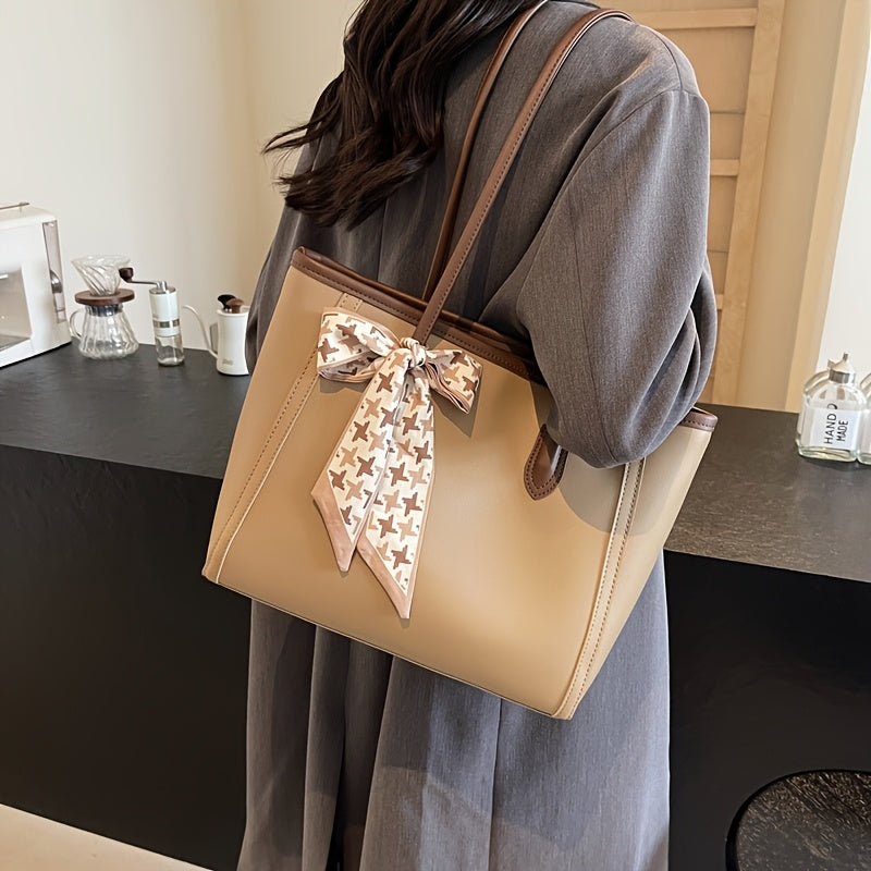 Shoulder Bag for Women Large Capacity Scarf Handle Handbag for Work Dinner Travel
