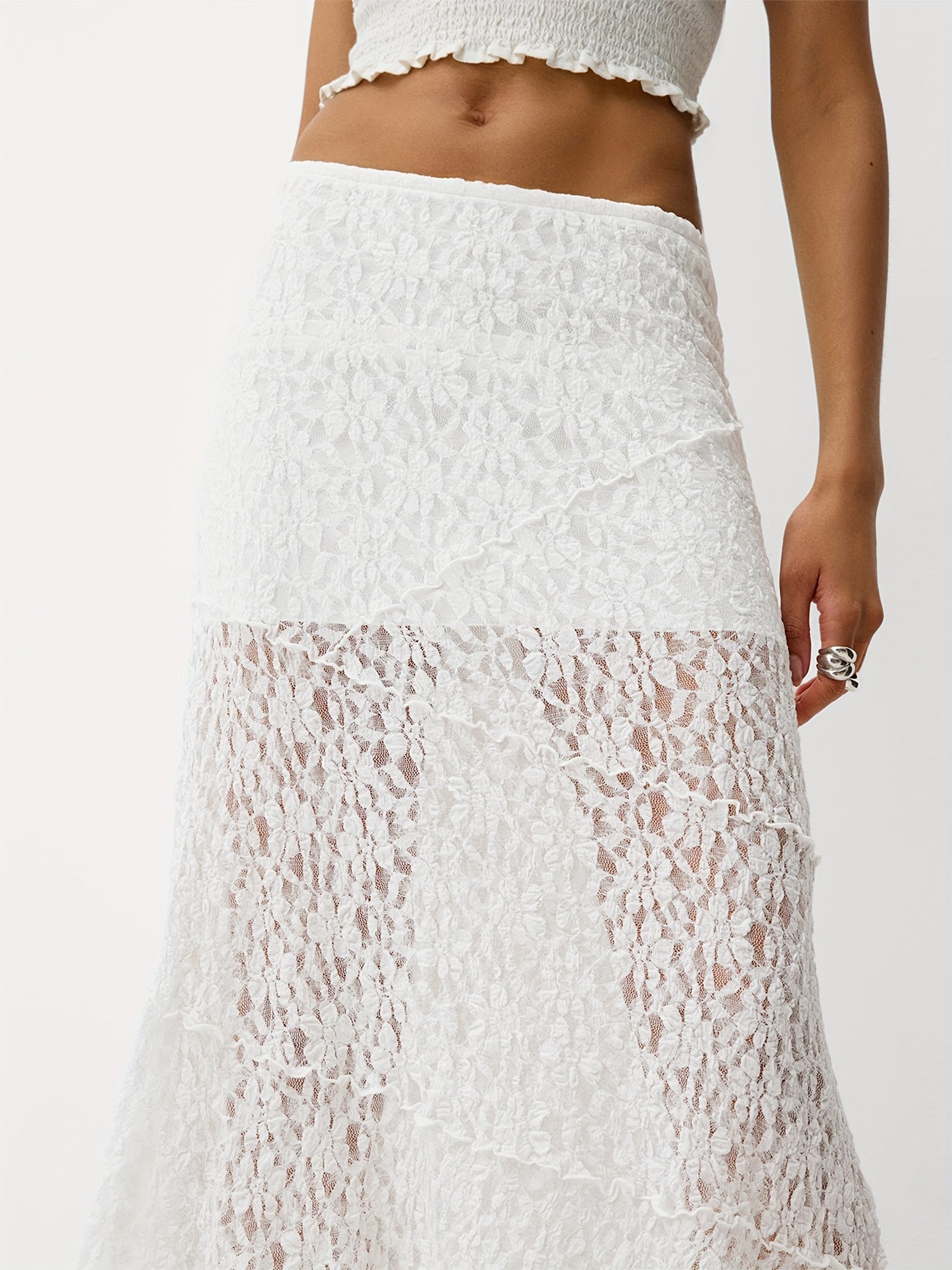 Lace Patchwork Maxi Skirt by Maisonvirelle