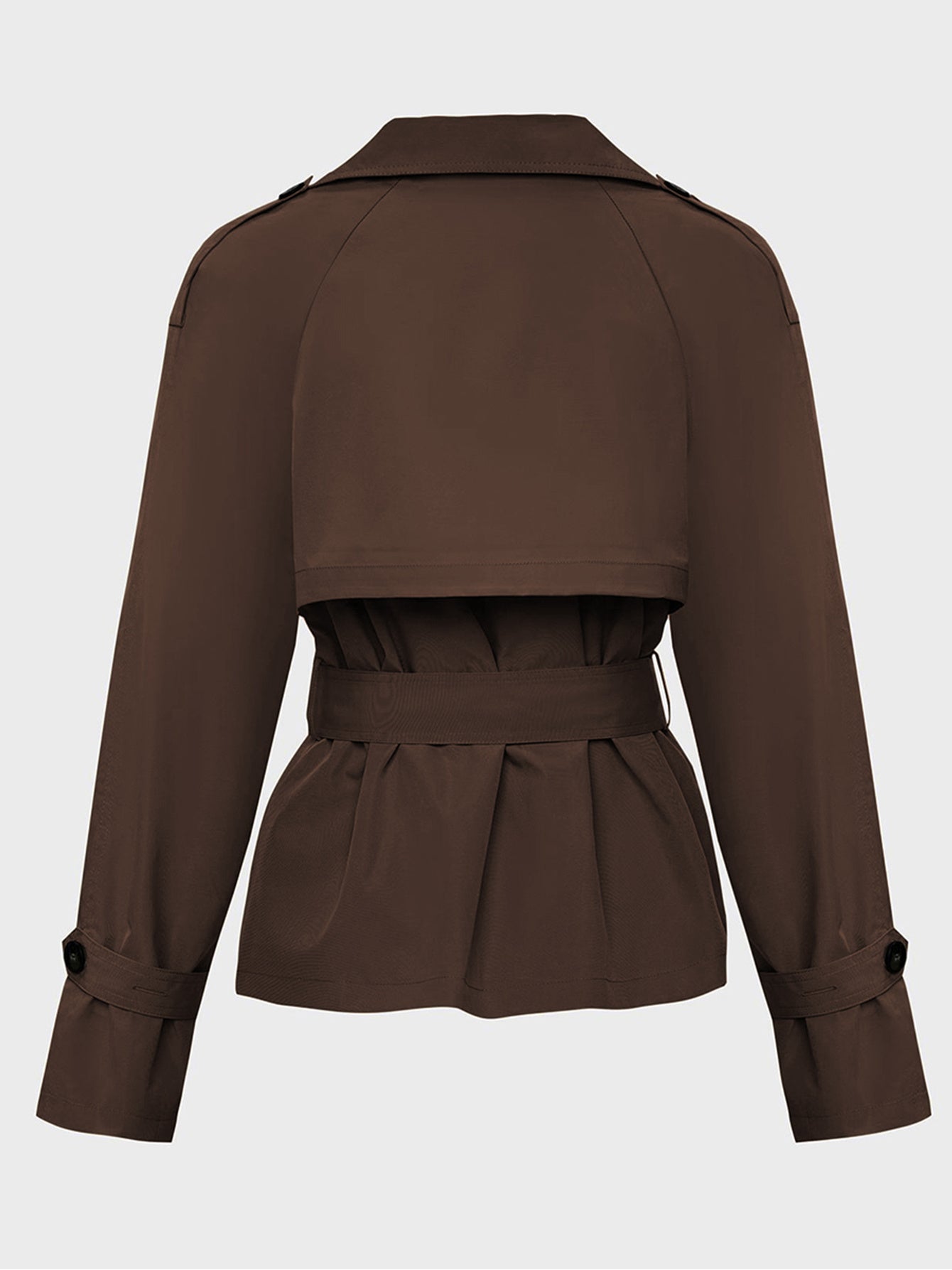 Trench Coat for Women Notch Lapel Double Breasted Belted Coat for Office Travel