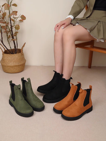 Chelsea Boots for Women Velvet Platform Ankle Boots for Autumn Winter Daywear