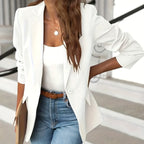 [Trendy Casual Suit Jacket] Trendy Solid Color Fashion Women's Casual Suit Jacket | Open Front Casual Suit Jacket