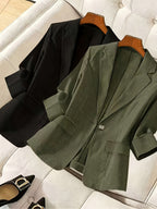 2026 New High-End Seven-Sleeve Suit Jacket Women'S Summer Thin Commuter Temperament Slim And Thin Casual Small Suit, Work Interview Commuter Versatile Two-Piece Set