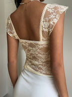 Heart Neck Lace T-Shirt by Maisonvirelle