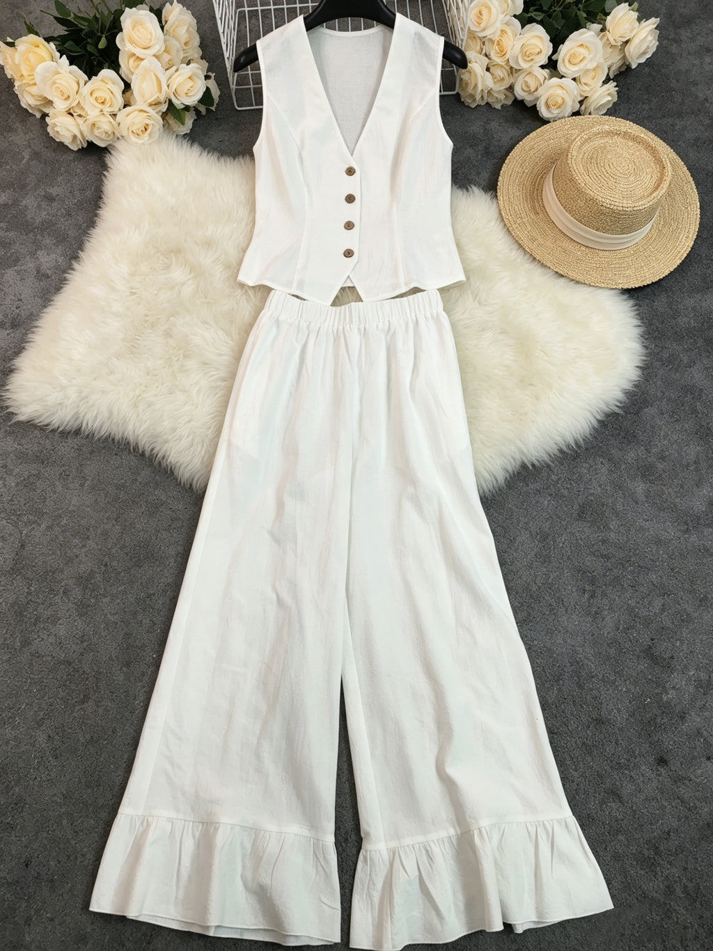 Linen Waistcoat Trouser Set by Maisonvirelle