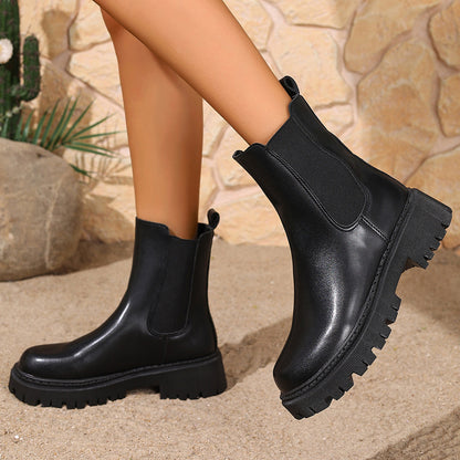 Chelsea Boots for Women Low Heel Round Toe Ankle Boots for Autumn Winter Workwear