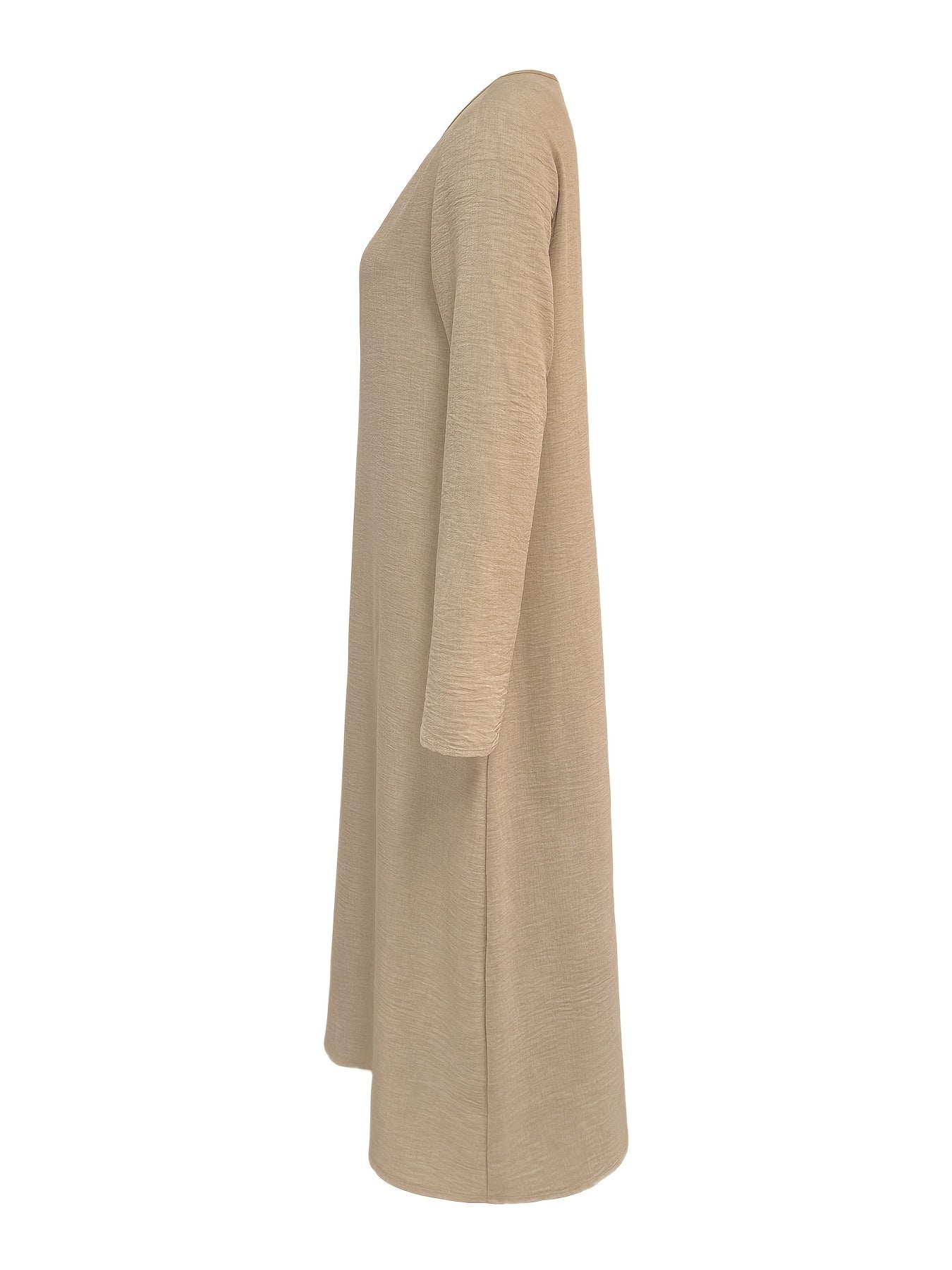 Casual Long Sleeve Dress for Women – V-Neck, Loose Fit and Solid Colour
