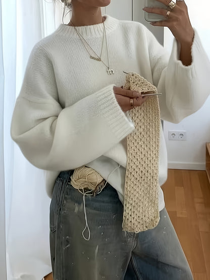 New Stylish And Elegant Casual Versatile Loose-Fit Round-Neck Long-Sleeve Women'S Sweater