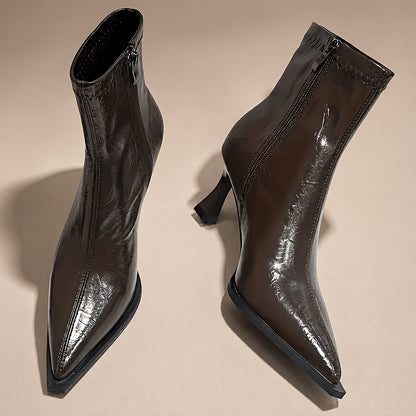 Ankle Boots for Women Pointed Toe Kitten Heel Side Zip Boots for Office Work