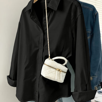 White Shirt for Women Long Sleeve French Style Button Shirt for Office Work Capsule Outfits