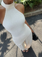 Women's Summer Solid / Color New Backless Asymmetrical Hem Camisole Tank Top and Pants Set